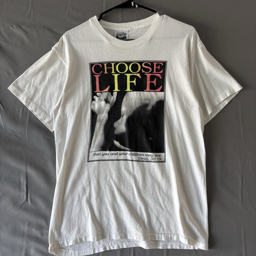 Vintage Choose Life Pro Life Jesus Christian T Shirt Mens Large Psalm 139:13